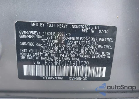 2010 Subaru Forester 2.5X Limited из США, поврежденный, VIN JF2SH6DC1AH911029